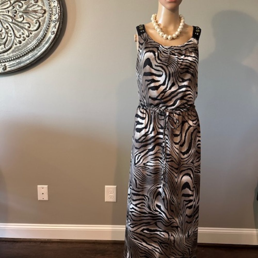 NY COLLECTION BLACK AND GRAY MAXI DRESS